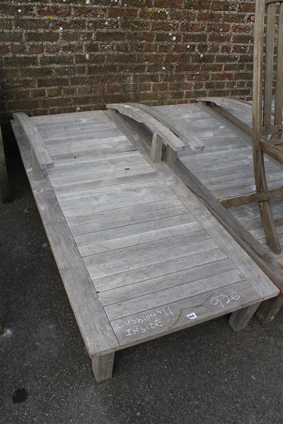 Large teak sun lounger